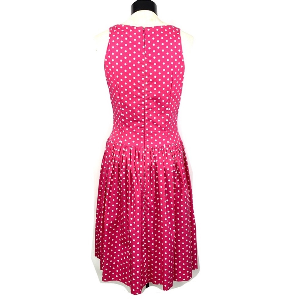 Tracy & Michael Barbie Pink Retro Drop Waist Polka Dot Midi Dress 8 - Picture 6 of 13